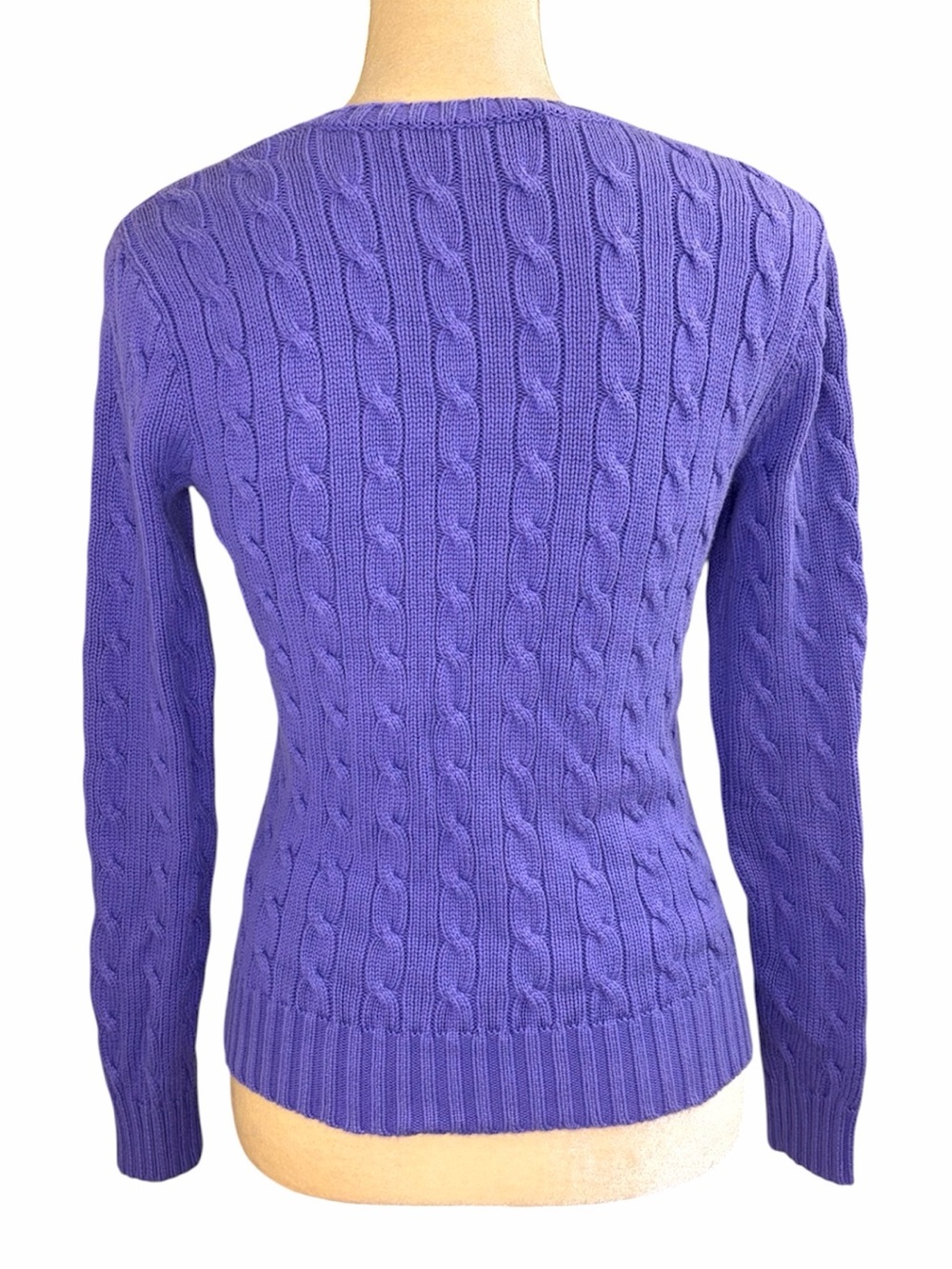 Ralph Lauren Sport Cotton V-Neck Cable Knit Sweater Medium - Picture 2 of 7